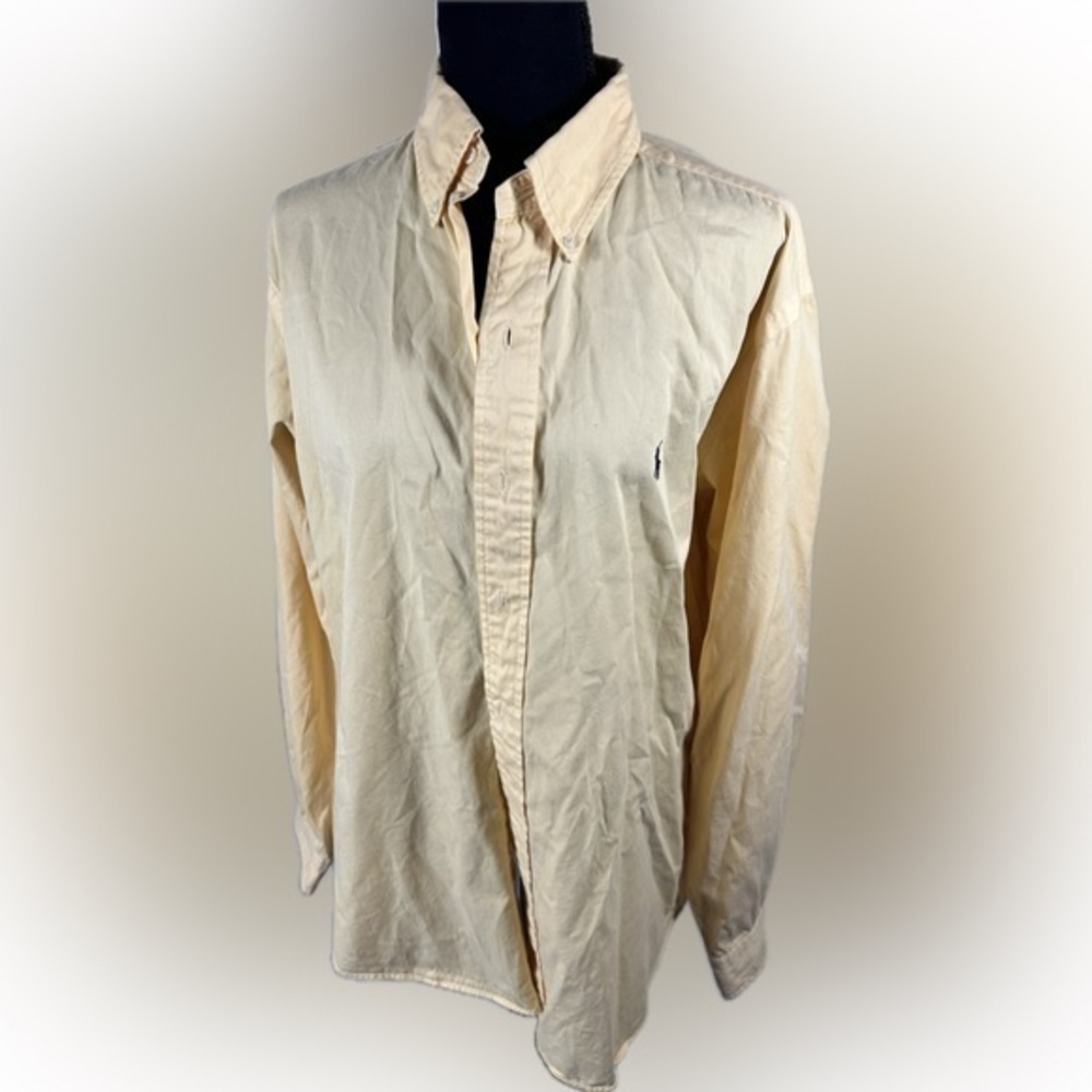 Ralph Lauren Polo long Sleeve Button Down Casual Yellow Shirt size Men’s Large.